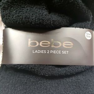 BEBE JET BLACK (2) PIECE HAT & SCARF SET